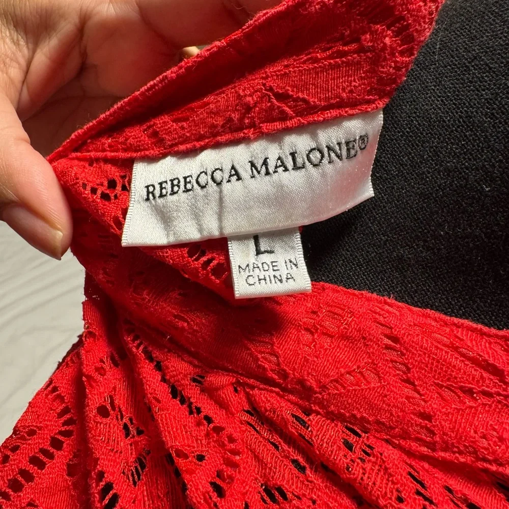 Rebecca Malone Red Lace Open Cardigan Jacket Size L - Picture 3 of 4
